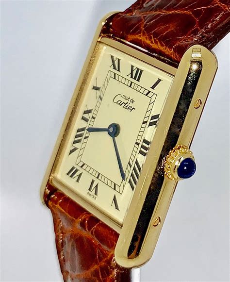 cartier tank vermeil quartz crystal|cartier vermeil quartz argent 925.